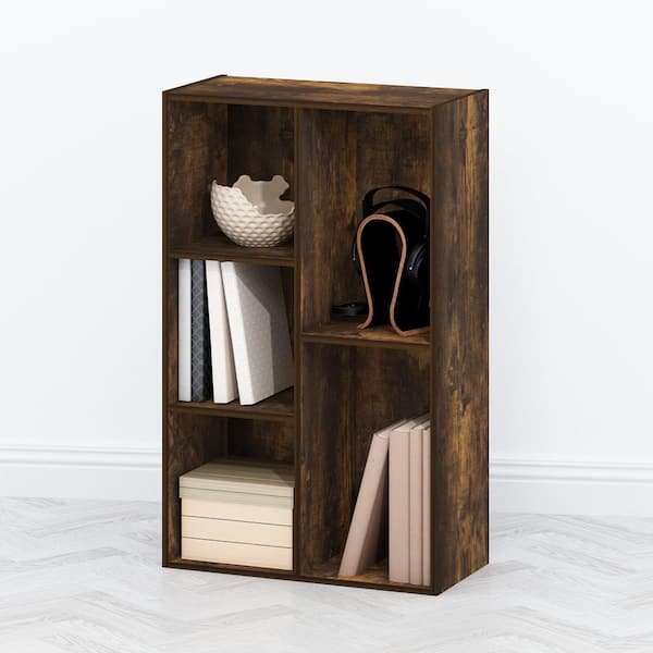 Furinno Tomi 31.5 in. Tall Amber Pine Wood 5-Shelf Bookcase