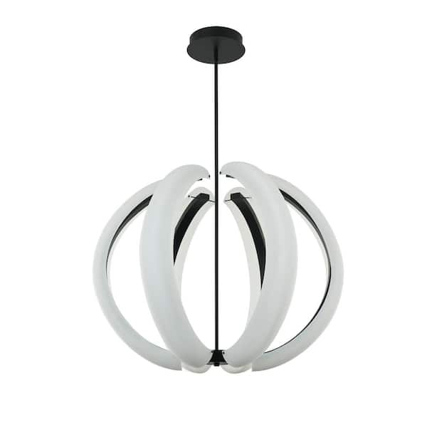 Unwind Large 122.4-Watt 1-Light Flat Black Finish Dining/Foyer Integrated LED Pendant-Light with Frost Acrylic Shade