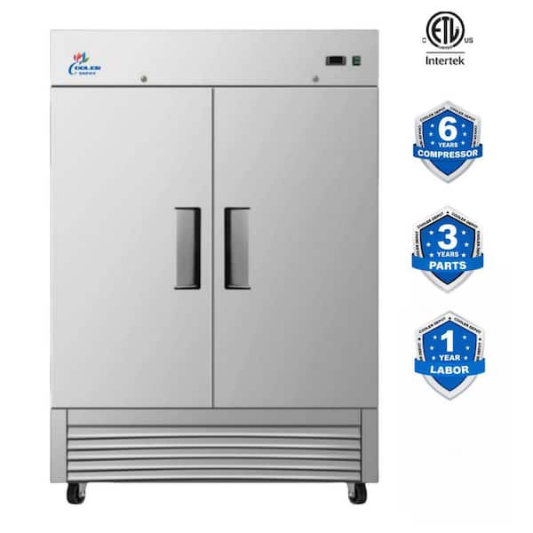 54 in. W 49 cu. ft. NSF Commercial 2-Door Reach in Upright Refrigerator in Stainless Steel