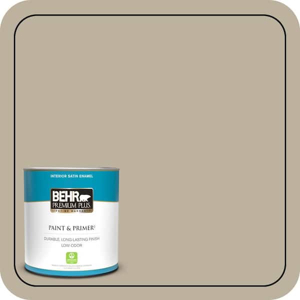 BEHR PREMIUM PLUS 1 qt. #750D-4 Pebble Stone Satin Enamel Low Odor Interior Paint & Primer