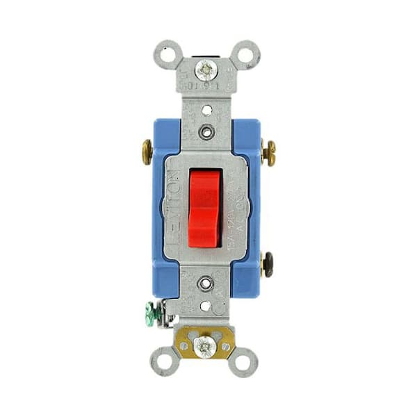 Leviton 15 Amp Industrial Grade Heavy Duty 3-Way Toggle Switch, Red
