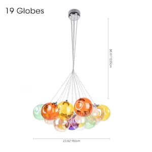 19-Light Multi-Color Bubble;Geometric;Island;Sputnik Cluster;Hexagon;Globe Chandelier for Bedroom with Blown Glass