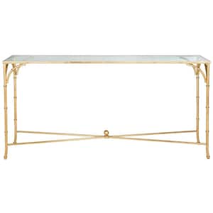 Maurice 63 in. Gold/Clear Standard Rectangle Glass Console Table