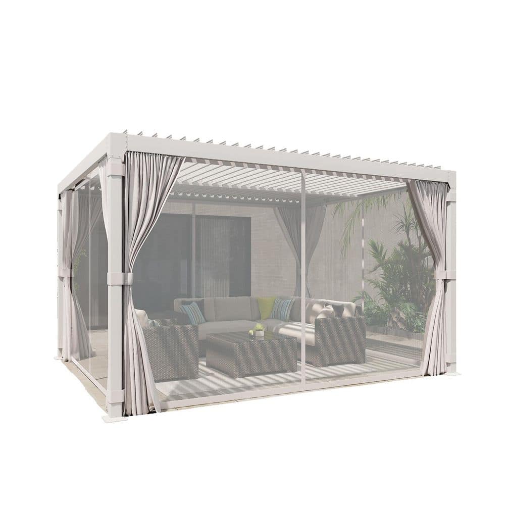 12 ft. x 12 ft. Outdoor Louvered Pergola with Adjustable Aluminum Rainproof Roof, White price history on PriceWatchPro
