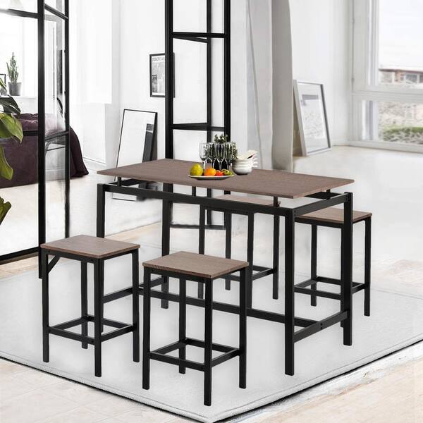 dark brown dining table set for 4