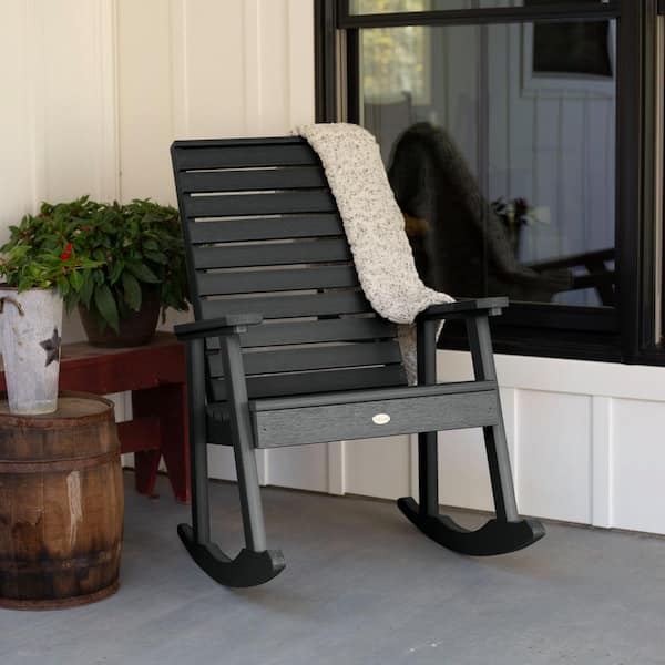 Weatherly Black Recycled Plastic Outdoor Rocking Chair