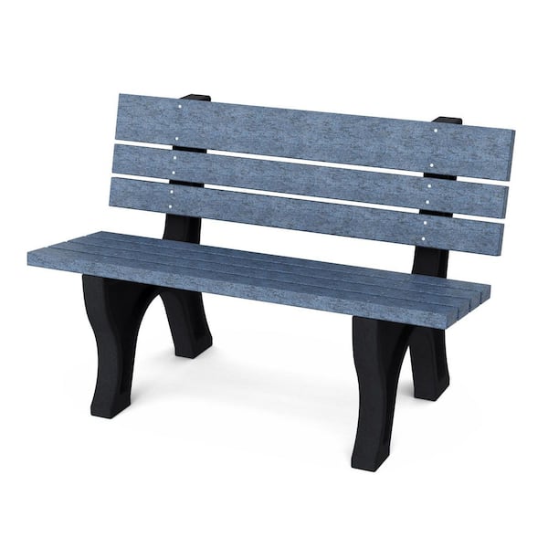 Wildridge Heritage 4 ft. Patriot Blue and Black HDPE Plastic Outdoor Park Bench