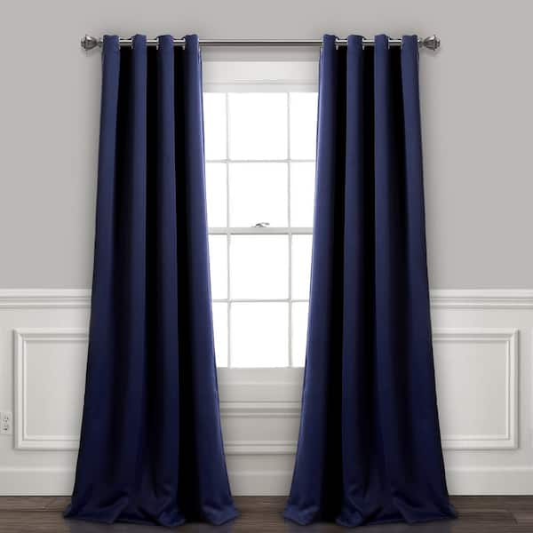 Lush Decor Navy Polyester 95 in. x 52 in. Insulated Grommet Blackout Room Darkening Curtain (Double Panel)