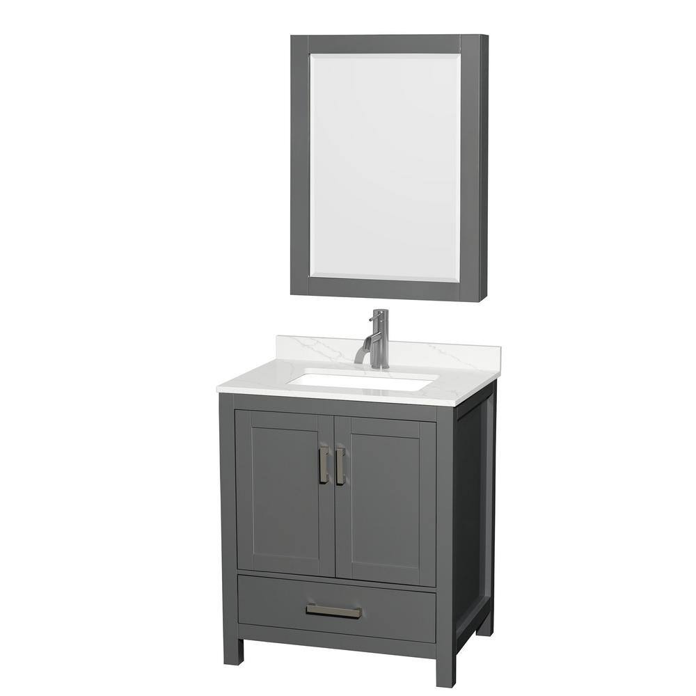 Sheffield 30 in. W x 22 in. D x 35 in. H Single Bath Vanity in Dark Gray with Giotto Quartz Top and Mirror price history on PriceWatchPro