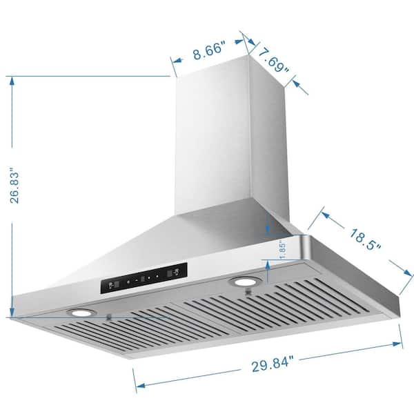 30 inch Wall Mounted Range Hood 350 CFM in Black KX820-2 - The Home Depot