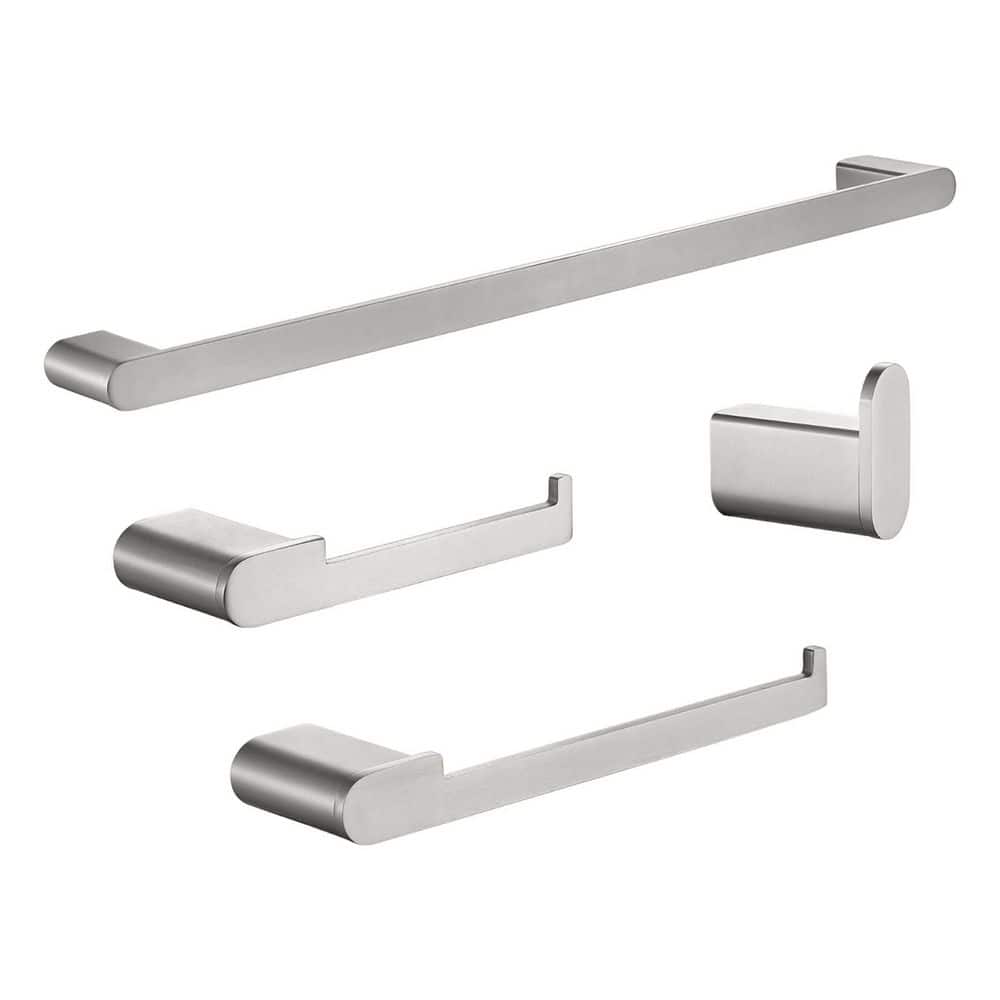 Modern 4-Pieces Bath Hardware Set with Towel Ring Toilet Paper Holder Towel Hook and Towel Bar in Brushed Nickel price history on PriceWatchPro