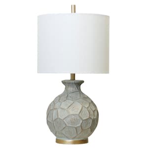 Baffo 30 in. Gold Round Table Lamp with Gold Body Brass Base - Light Brown Finish