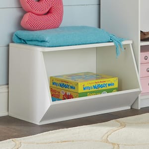 KidSpace 24 in. W x 17 in. H White Stackable Angled 1-Cube Organizer