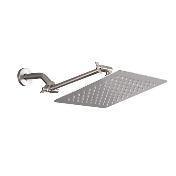 Unbranded 1-Spray Patterns with 2.5 GPM 10 in. Wall Mount Rain Fixed Shower Head in Brushed Nickel