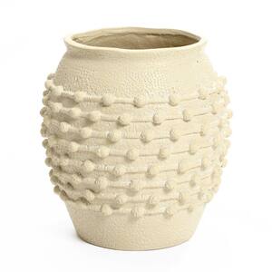 16.5 in. Coastal Beige Ceramic Round Floor Planter