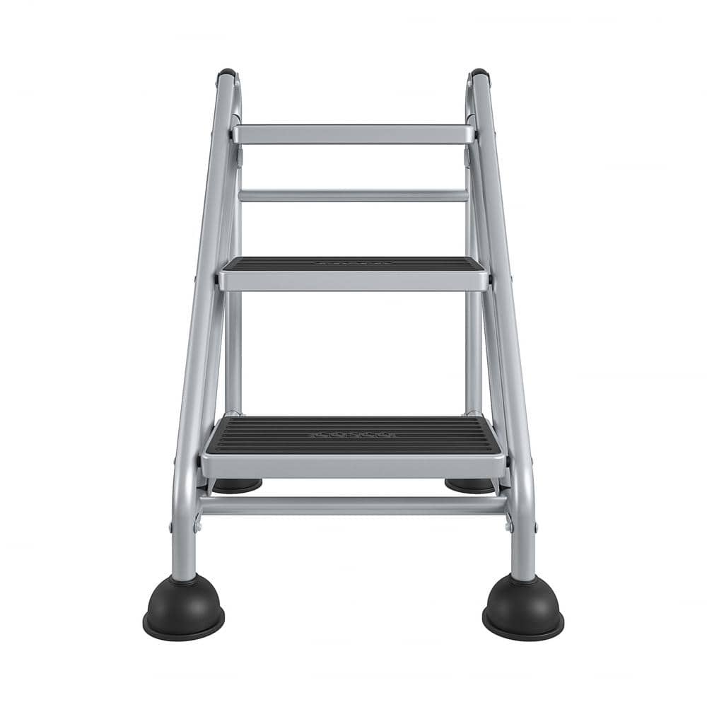 Cosco Platinum & Black 3-Step Rolling Step Stool with Secure Tread