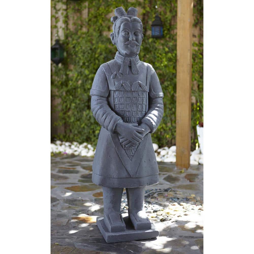Gray Stone 40" Warrior Garden Statue