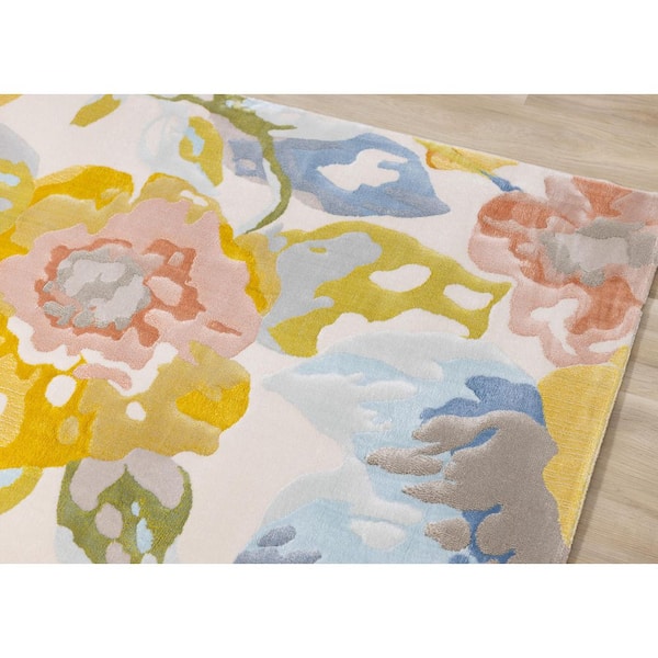 Vireo Collections 5 ft. x 8 ft. Yellow Botanical Indoor Area Rug