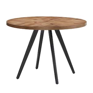 45 in. Round Oak Wood Top Black Finish Dining Table