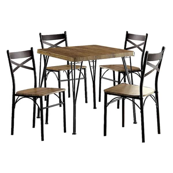 Unbranded Audrey 5-Piece Rectangle Gray/Dark Bronze Wood Dining Room Set (Seats 4)