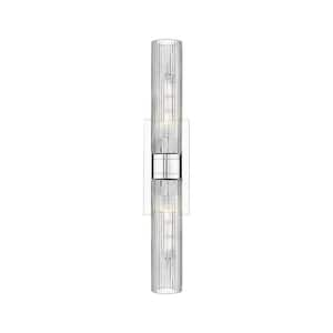 Ballston Urban 24 in. 2-Light Polished Chrome Vanity Light with Glass Shade