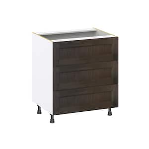 Georgetown 30 in. W x 24 in. D x 34.5 in. H Assembled Drawer Base Kitchen Cabinet in Chestnut with 3-Drawers