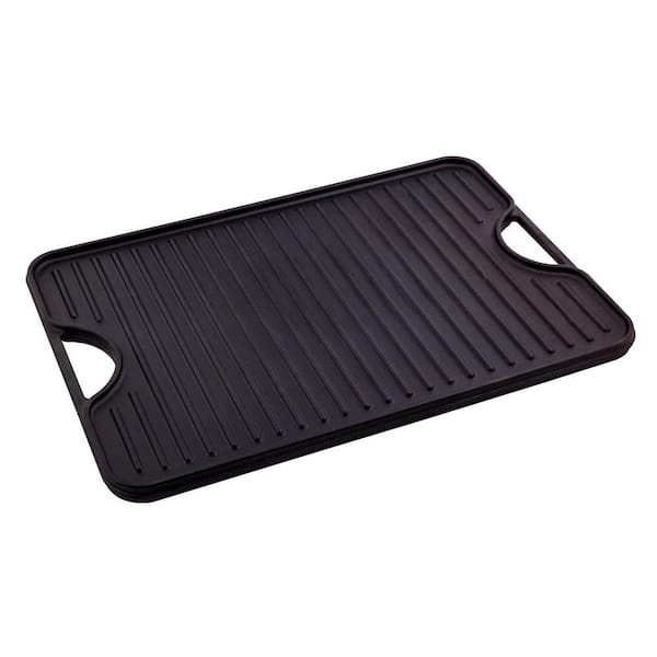 Victoria Large Rectangular Reversible Black Cast Iron Griddle/Skillet Solid 20 in. x 14 in. Seasoned