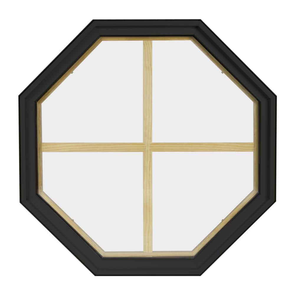 24 in. x 24 in. Octagon Bronze 6-9/16 in. Jamb 4-Lite Grille Geometric Aluminum Clad Wood Window price history on PriceWatchPro