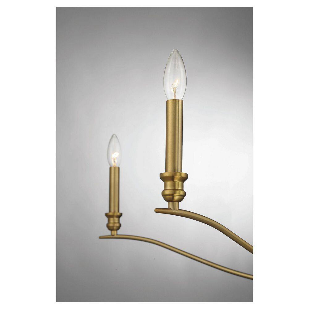 Natural Brass 5-Light Chandelier with Curved Arms