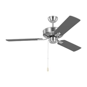 Linden 48 in. Transitional Indoor Brushed Steel Ceiling Fan with Silver/American Walnut Reversible Blades and Pull Chain