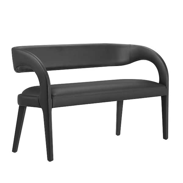 MODWAY Pinnacle in Black 55 in. Bedroom Bench Faux Leather Accent Bench