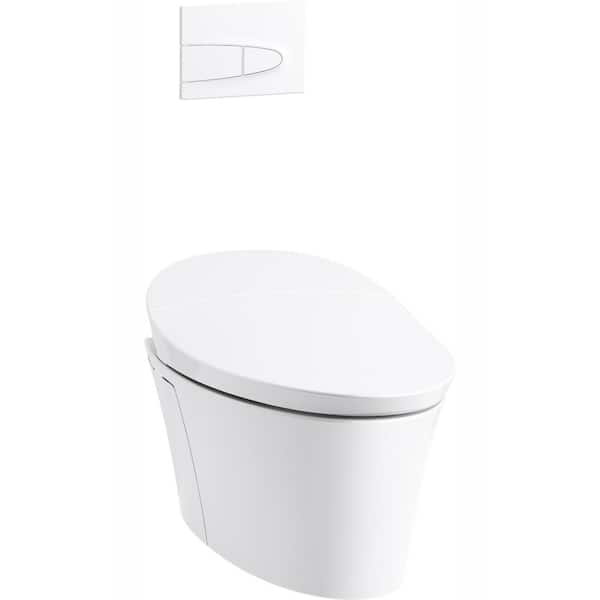 KOHLER Veil 1-Piece 0.8 or 1.6 GPF Dual Flush Elongated Wall-Hung Toilet in White, Components Included