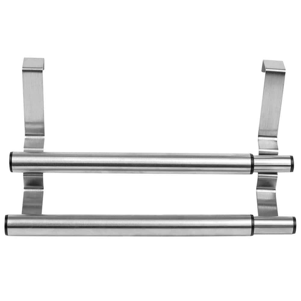 HapiRm Kitchen Towel Holder, Expandable Double Over The Cabinet Towel  Holder, Stainless Steel Towel Hanger for Universal Fit on Inside or Outside  of