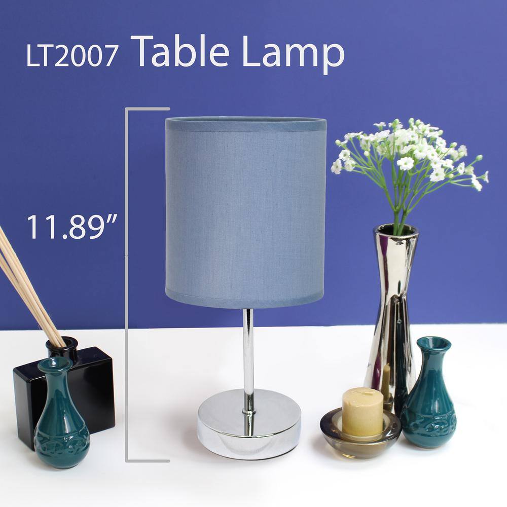 Mini Chrome Table Lamp with Purple Fabric Shade