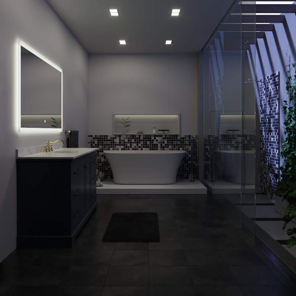 Arpella 60" Silver LED Backlit Vanity Bathroom Mirror with Dimmer