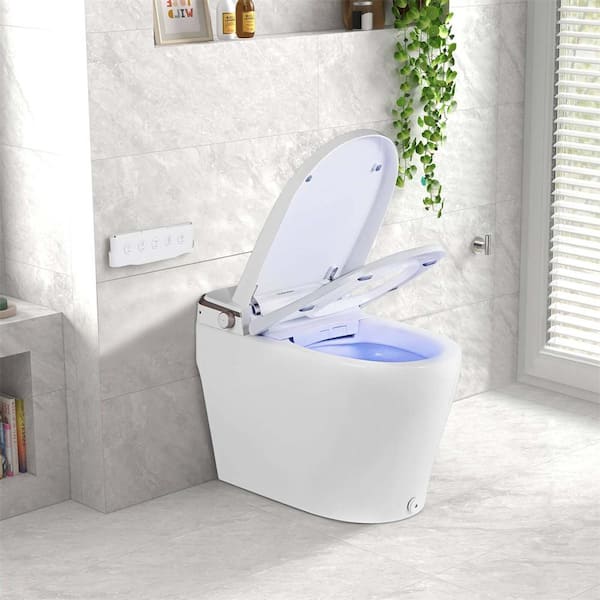 Smart Toilet Elongated Bidet Toilet 4.18LPF/1.09 GPF in White 1000 Gram MaP Flushing Score