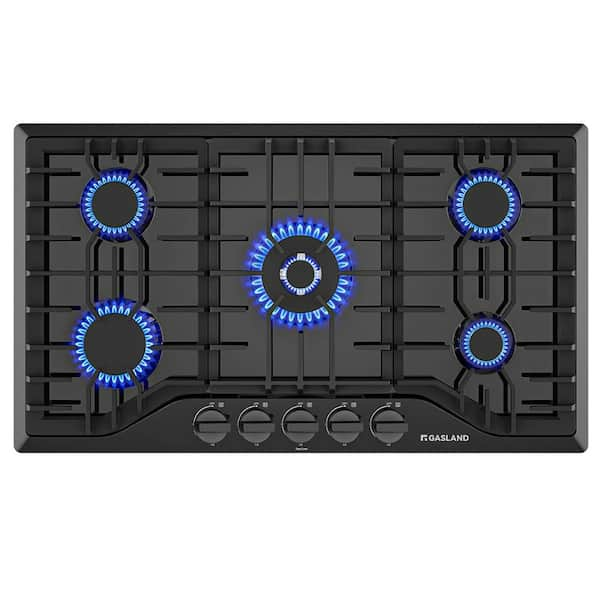 GASLAND 36 in. NG/LPG Convertible Gas Cooktop in Porcelain Enamel with 5-Burners