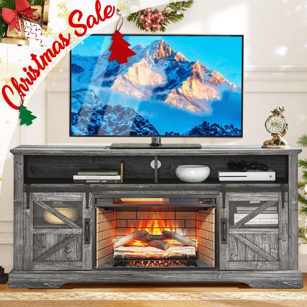 ToolCat 60 in. Freestanding Electric Fireplace TV Stand with 26 in