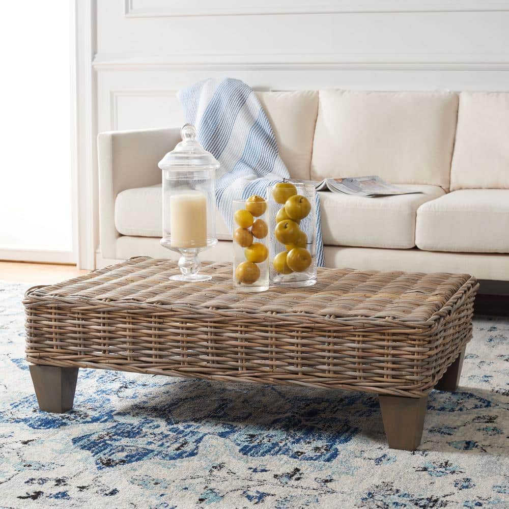 Leary 40'' Transitional Natural Wicker and Mango Wood Bench