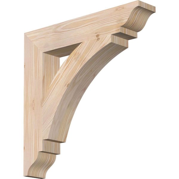 Ekena Millwork 3.5 in. x 20 in. x 20 in. Douglas Fir Thorton Traditional Smooth Bracket
