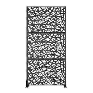 72 in. H x 35 in. W Wall Sculptures Outdoor Privacy Screens Garden Fence in Black