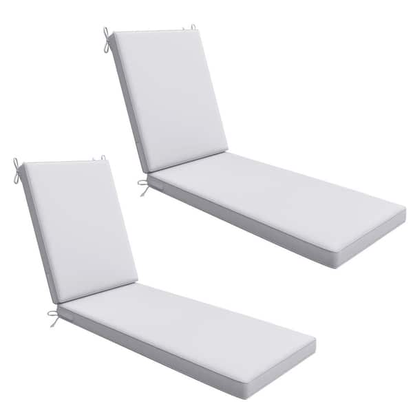 AAAAAcessories 23 in. X 74 in. Outdoor Lawn Waterproof and Stain Resistant Patio Lounger ChairCushion in Light Gray 2Pack