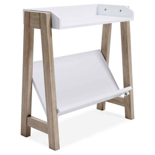 Signature Design By Ashley Blariden 28.5 in. Tall White/Tan Engineered Wood 1-Shelf Accent Bookcase with Open Storage