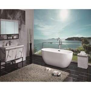 67 in. x 30 in. Acrylic Flatbottom Freestanding Soaking Bathtub with Center Drain in White