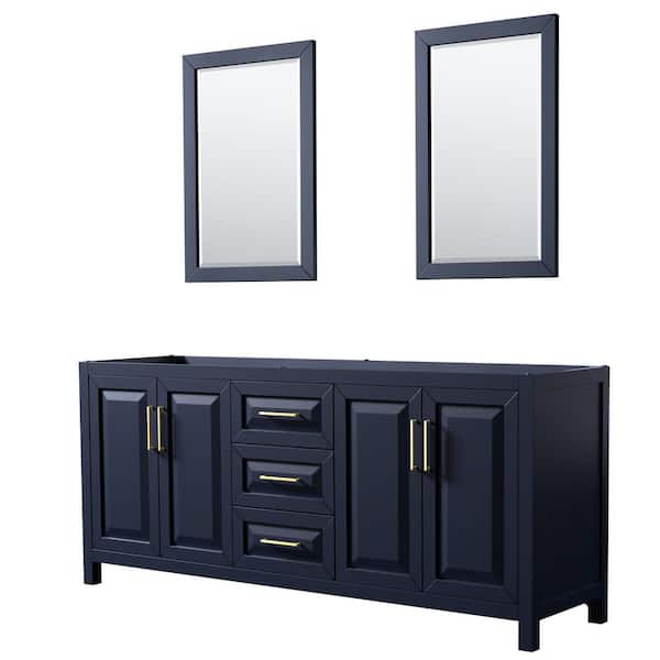 Wyndham Collection Daria 78.75 in. Double Bathroom Vanity Cabinet Only with 24 in. Mirrors in Dark Blue