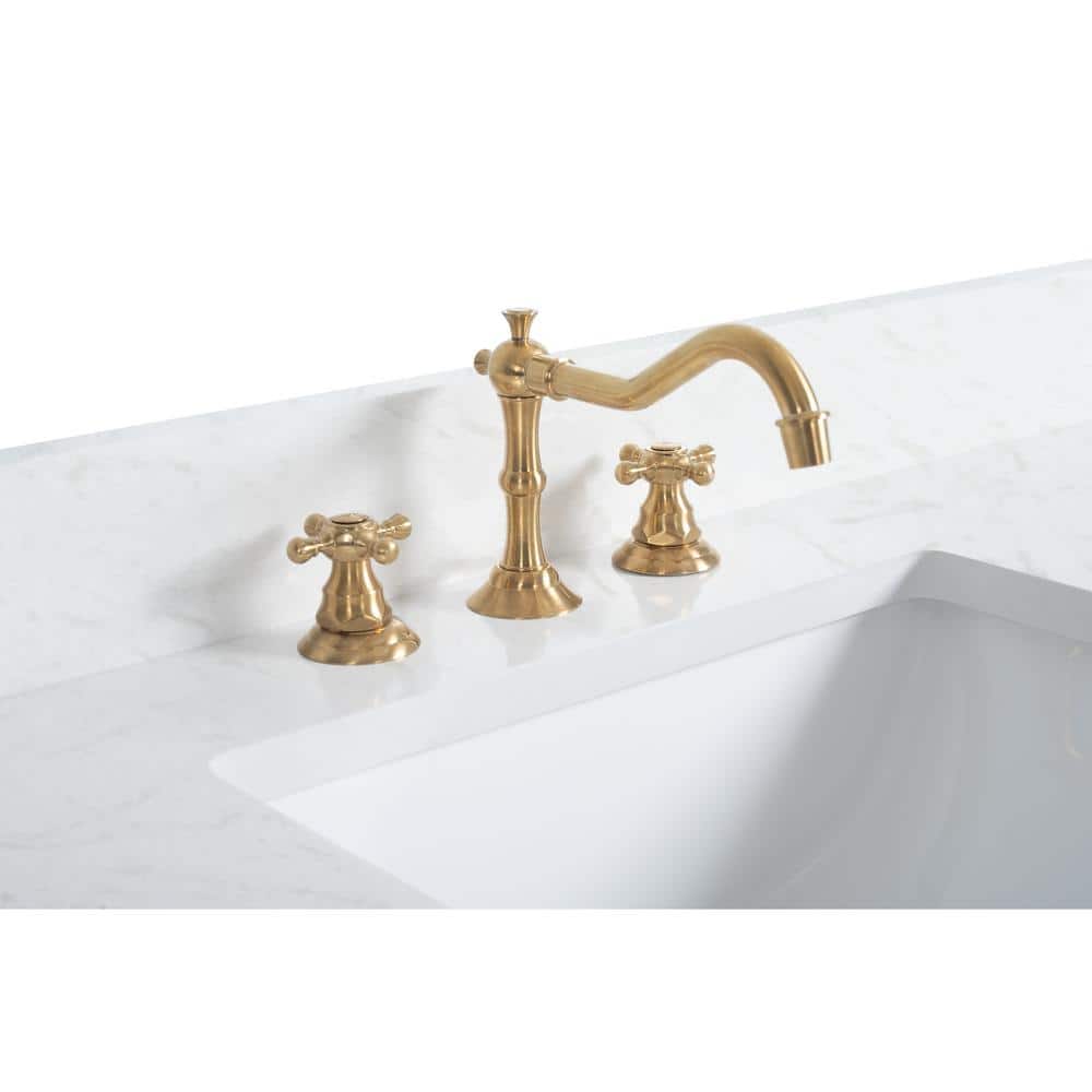 White Poplar Wood Single Bathroom Vanity with Marble Top