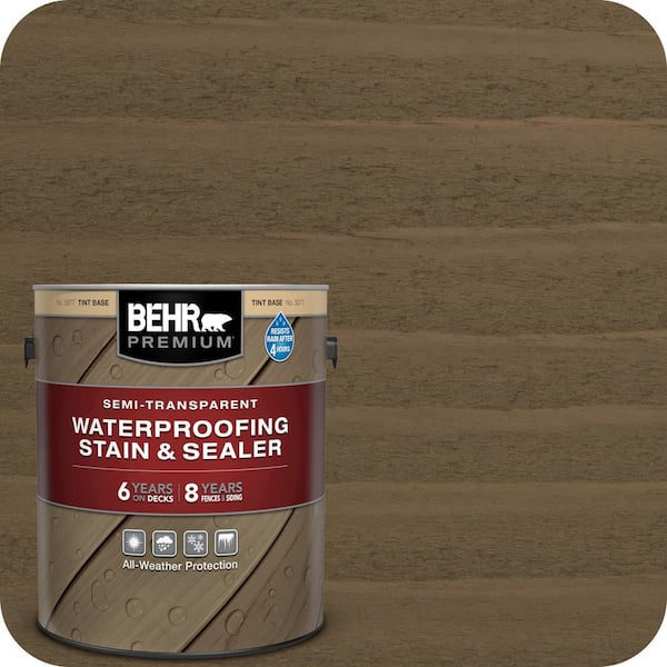 BEHR PREMIUM 1 gal. #ST-137 Drift Gray Semi-Transparent Waterproofing Exterior Wood Stain and Sealer