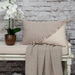 Nirvana 20 X 20 Transitional Beige Throw Pillow