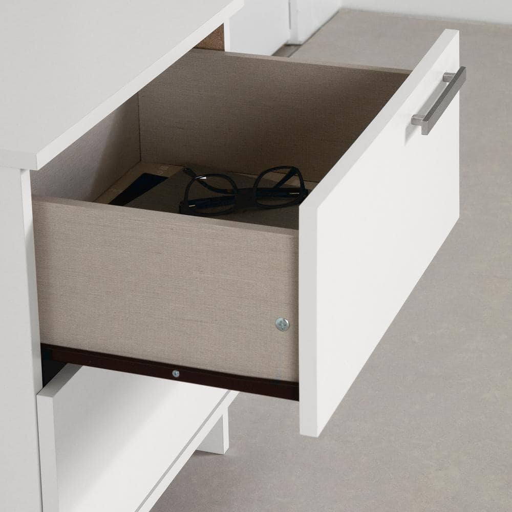 Pure White Scandinavian 2-Drawer Nightstand