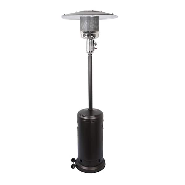Kadehome 90 in. Outdoor Patio 47,000 BTU Stainless Steel Standing Propane Heater in Black with Portable Wheels
